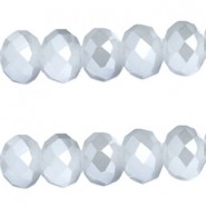 Top Facet kralen 12x8mm disc Half opal silver coating